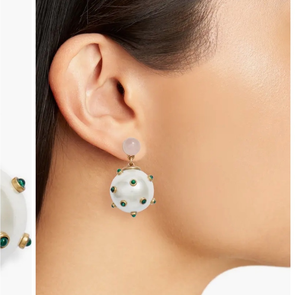 SOLD 💚 Tory Burch Stone Studded Drop Earrings - Picture 6 of 11